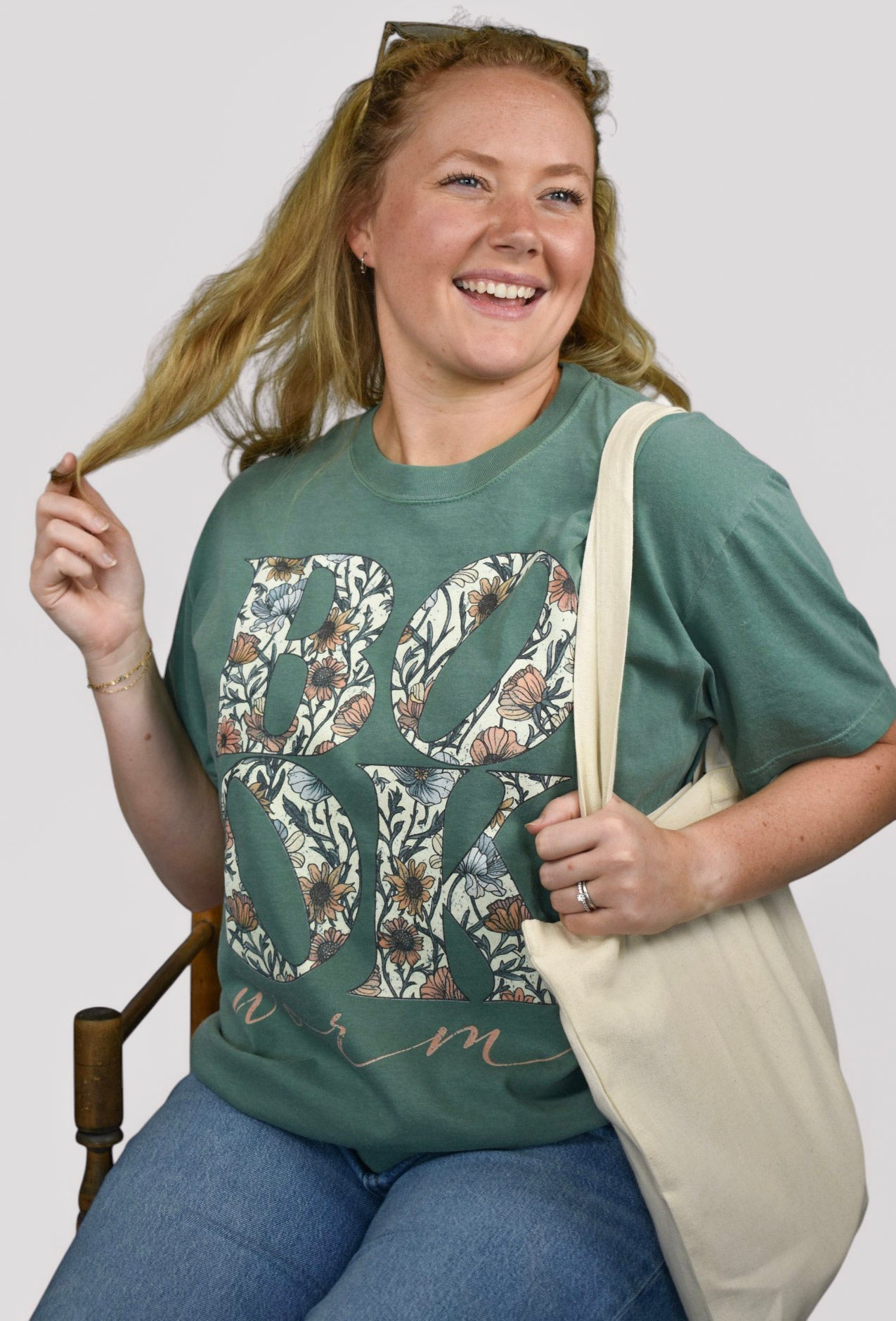 Floral Book Worm Comfort Colors Tee