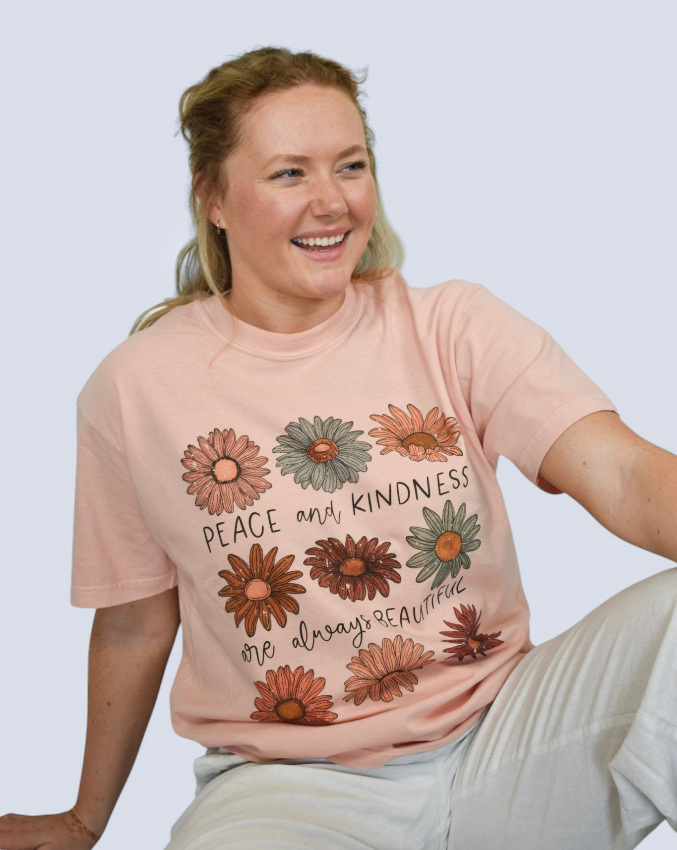Peace and Kindness Floral Comfort Colors Tee