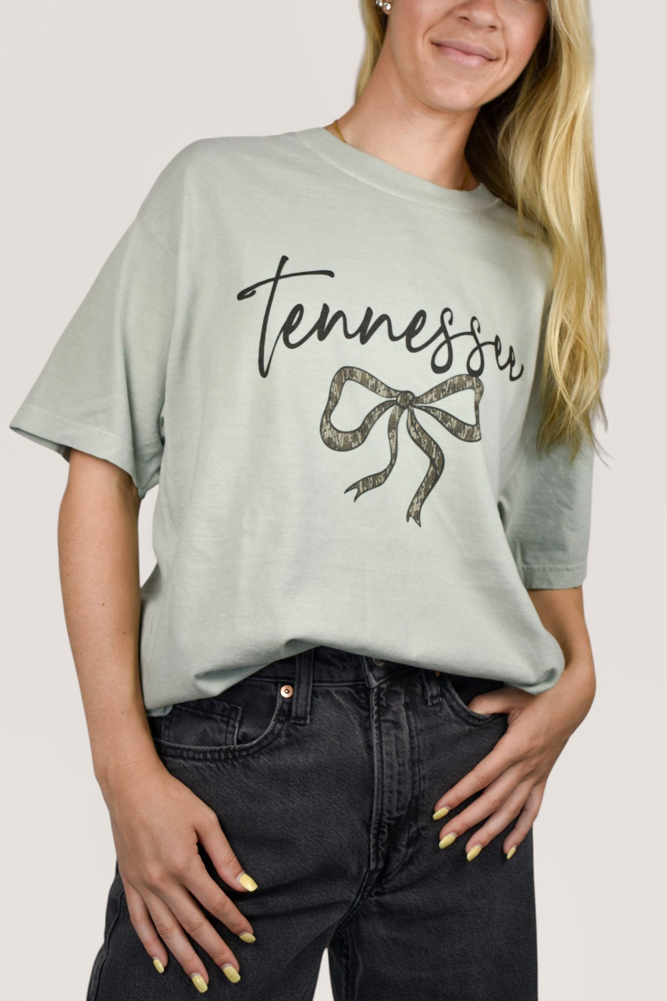 Tennessee script Camo Bow Comfort Colors