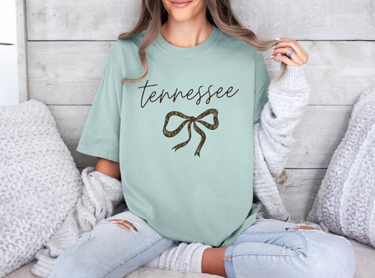 Tennessee script Camo Bow Comfort Colors