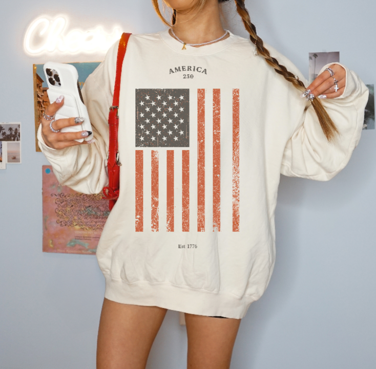 Classic American Flag Crewneck Sweatshirt