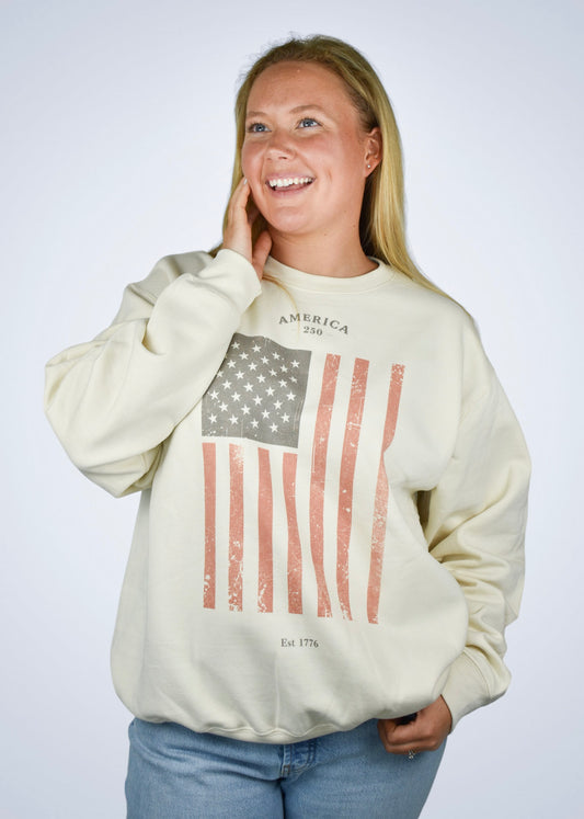 Classic American Flag Crewneck Sweatshirt