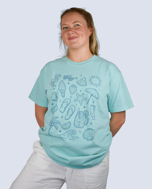 Summer Doodles Comfort Colors Tee