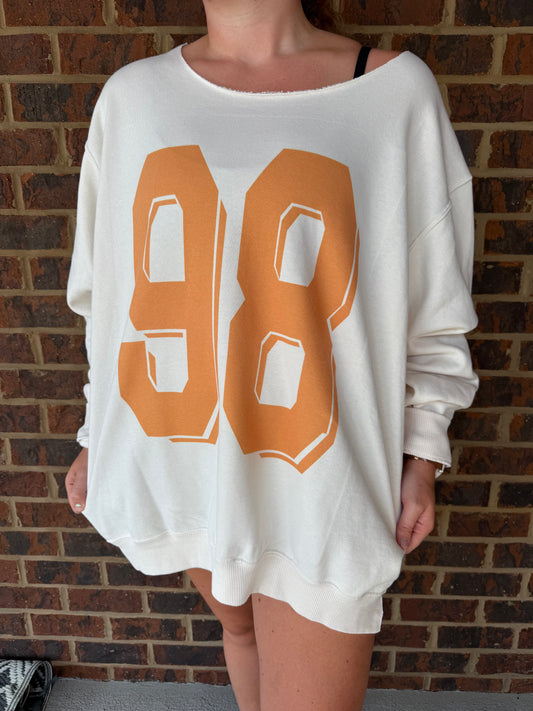 98 off shoulder Crewneck Sweatshirt