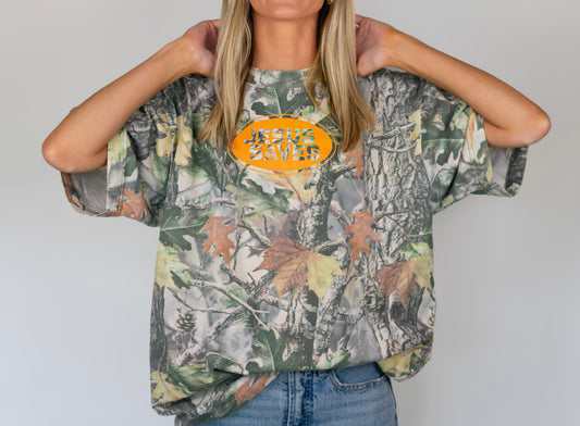 Jesus Saves Woodland Camo Tee