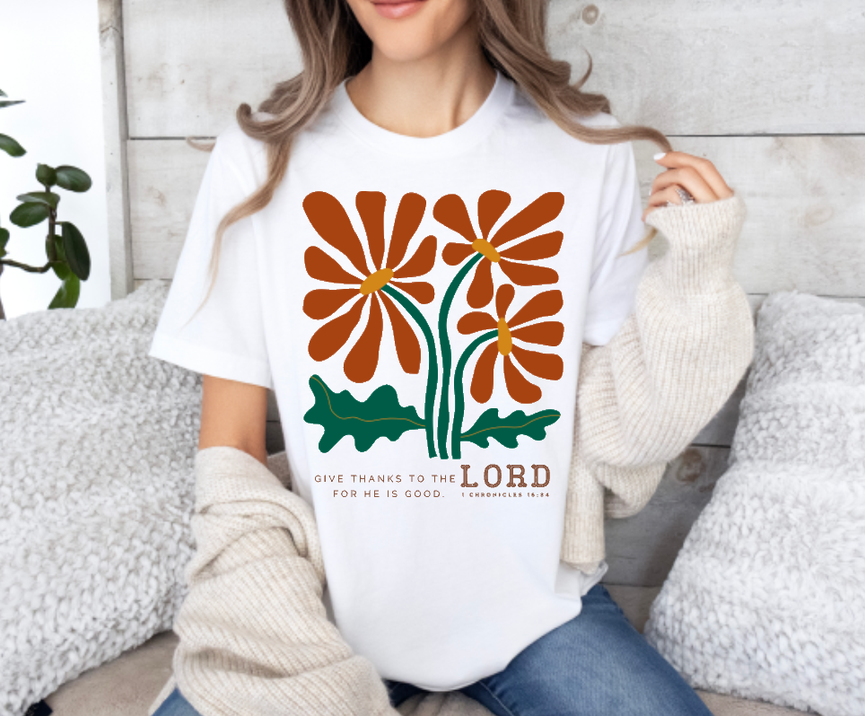 Give thanks to the Lord abstract flowers