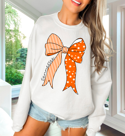 Tennessee Coquette Striped Bow Crewneck Sweatshirt