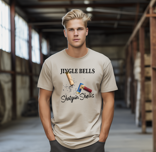 Jingle Shells Tan  — Festive for Outdoorsy Holiday Vibes Short Sleeve
