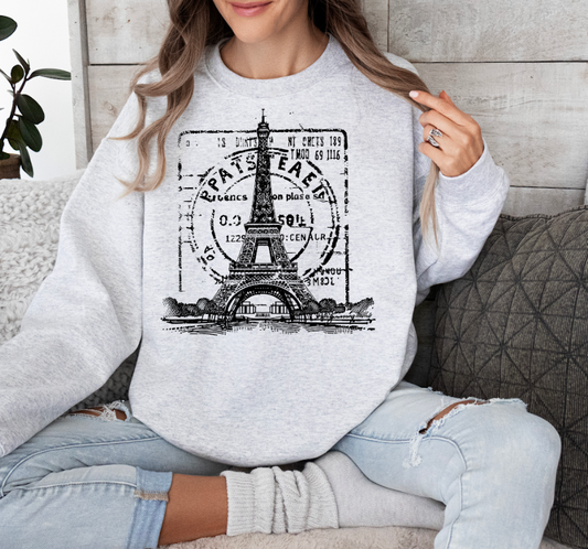 Paris Postage Stamp Crewneck Sweatshirt