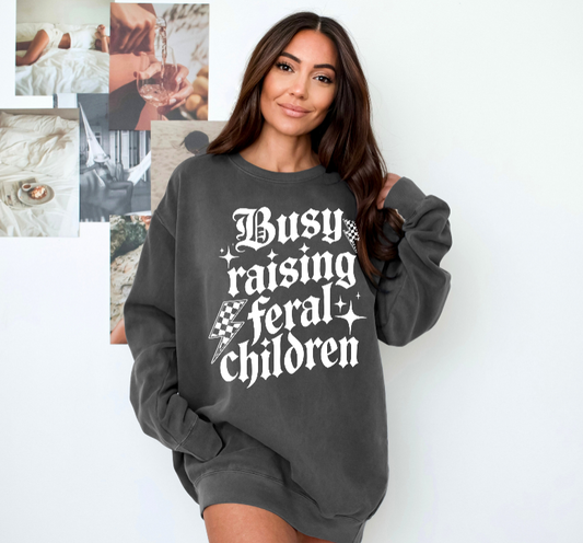 Raising Feral Children Comfort Colors Crewneck Sweatshirt