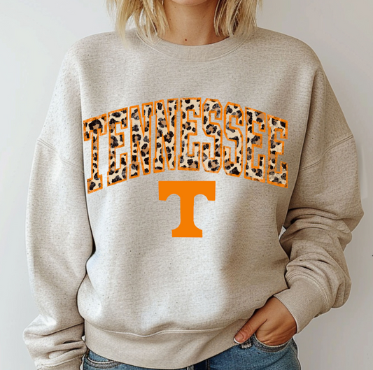 Tennessee Leopard – Oatmeal Crewneck Sweatshirt