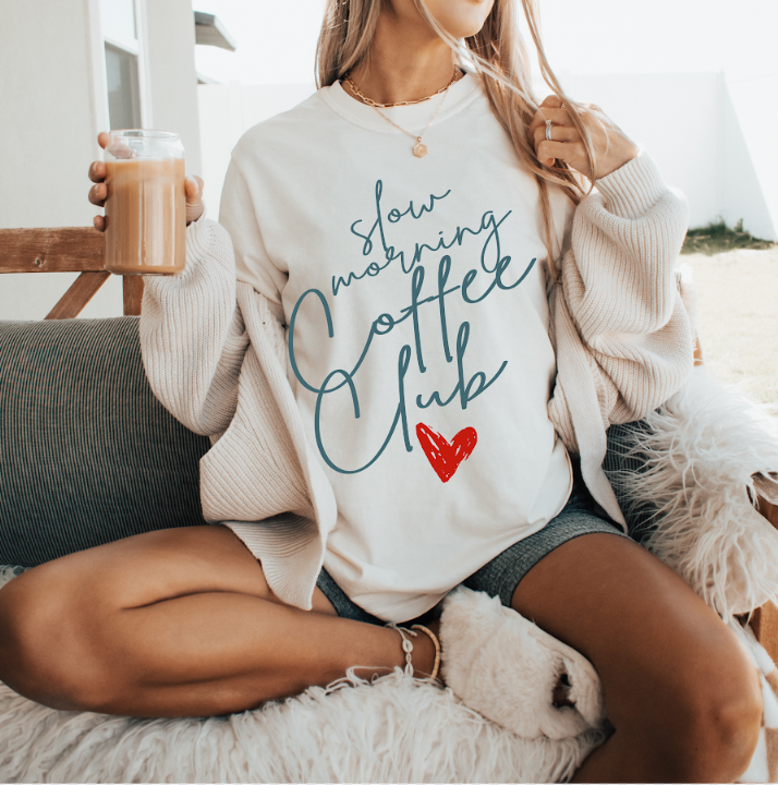 Slow Mornings & Coffee Comfort Colors Tee